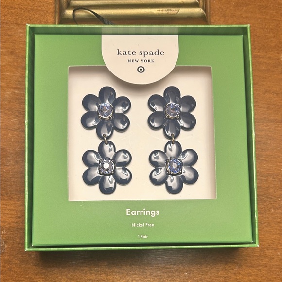Kate Spade Navy Floral Earrings - Picture 1 of 3